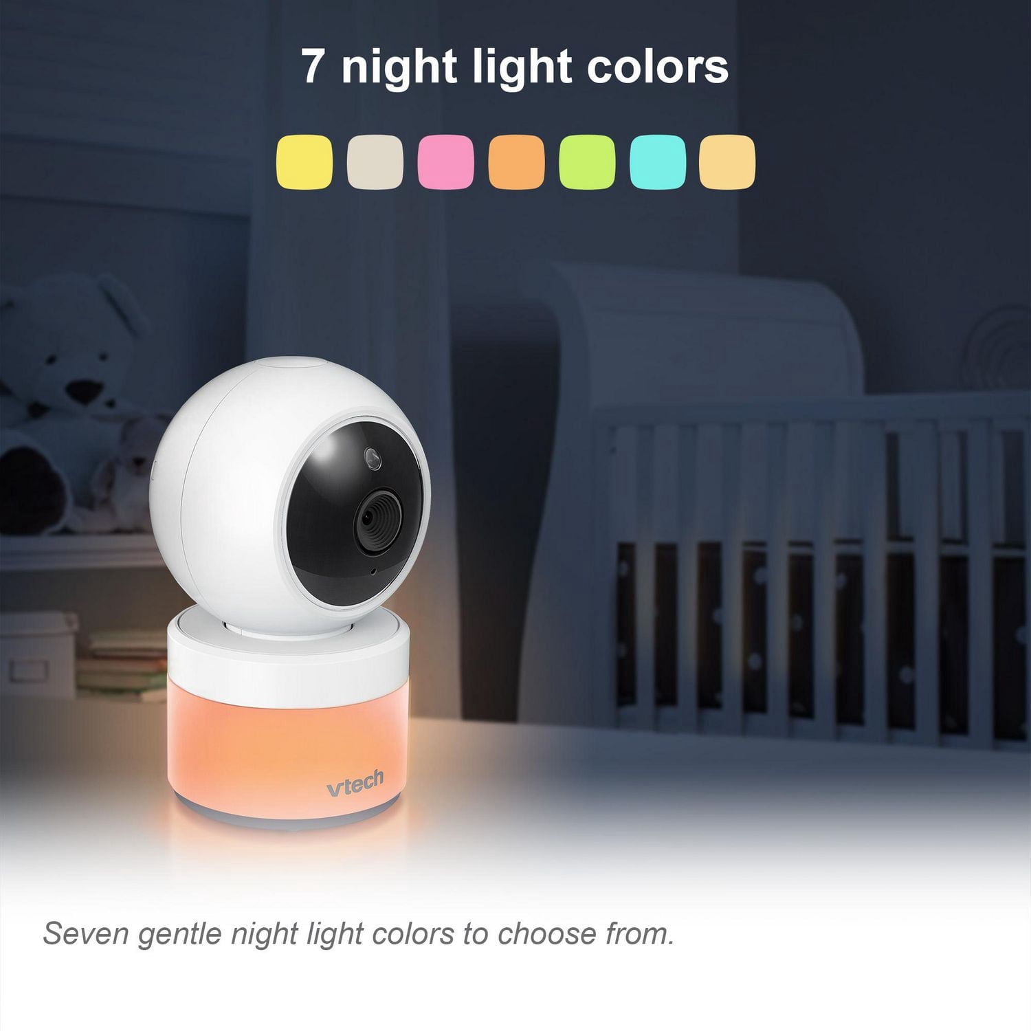 VTech VM5263 Moniteur de bébé vidéo numérique de 5 po à panoramique et inclinaison et veilleuse, VM5263 (blanc) de VTech