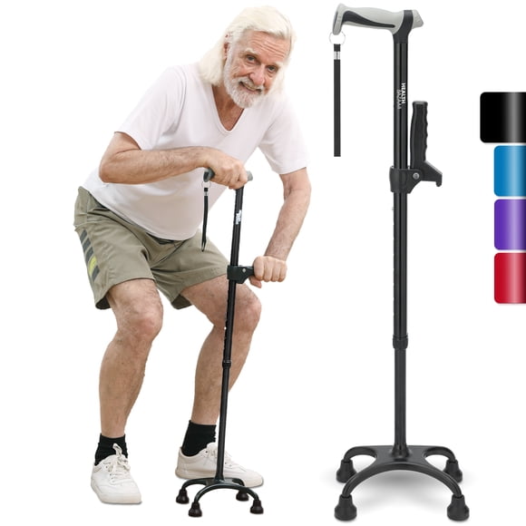 Healthbazaar Adjustable Walking Cane,Lightweight Folding Walking Stick with for Men & Women,Seniors & Adults,Black