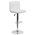 thumbnail image 1 of Contemporary White Quilted Vinyl Adjustable Height Barstool with Chrome Base, 1 of 9