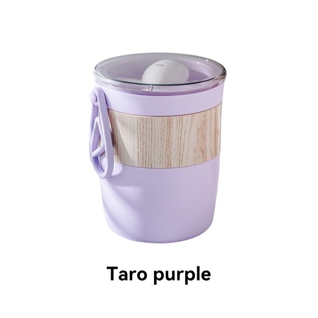 Large Capacity Breakfast Cup with Spoon Plastic Reusable with Breathable Holes 620ml Water Container Sealing Lid Microwave Cups Breathable Holes Purple