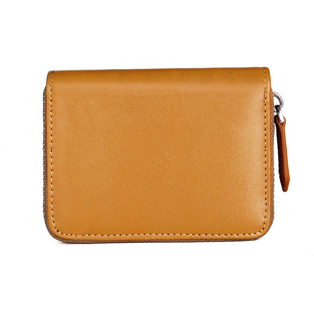 Shengyu Coin Purse Men Short Money Bag Change Mini Wallet Pocket Zipper Rfid Blocking Card Holder Cowhide Lady Fashion for Office Pouch Brown