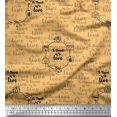 thumbnail image 1 of Soimoi Orange polyester Crepe Fabric To Travel Is To Live Text Print Fabric by Yard 52 Inch Wide, 1 of 2