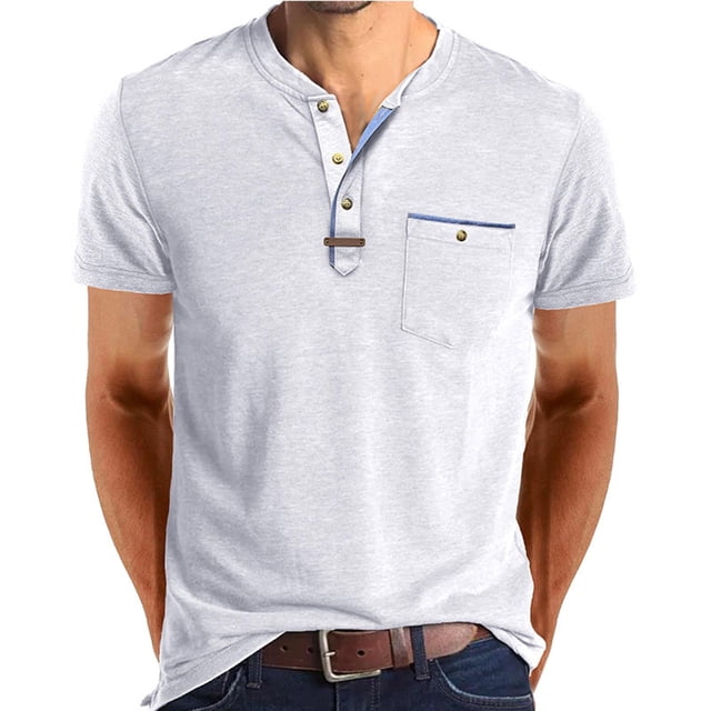 FhsagQ Chemises pour Hommes Chemises pour Hommes avec Été T-Shirt à Manches Courtes pour Hommes T-Shirt Décontracté à Col Rond Uni Hauts Chemises pour Hommes Coton Longues Chemises pour Hommes Hauts Jambe Courte Blanc m