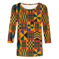 thumbnail image 5 of QIPOPIQ Hauts à Manches 3/4 pour Femmes Été Chemises Rayées Trois Quarts Tunique Imprimée Décontractée Blouses pour Femmes en Liquidation, 5 of 5