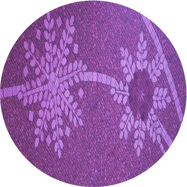 Ahgly Tapis Rond Lavable en Machine Intérieur Transitionnel Violet Cramoisi, 3 Pieds Rond
