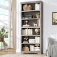 thumbnail image 4 of Tall Farmhouse Bookshelf - 6 Tier Adjustable Open Bookcase with Anti-Tip & Anti-Slip, Freestanding Storage for Home Office, Living Room, Balcony, Library - Hand-Grabbed Gray, 6 Layers, W800, 4 of 6
