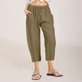 thumbnail image 2 of Pantalons Larges pour Femmes Décontractés en Coton Lin avec Cordon de Serrage Taille Élastique Pantalons Courts Larges pour Femmes, 2 of 6