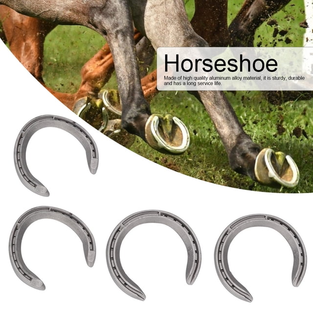 Ensemble de Fer à Cheval en Alliage d'Aluminium Robuste Antidérapant Accessoire de Course de Chevaux 4 Pcs