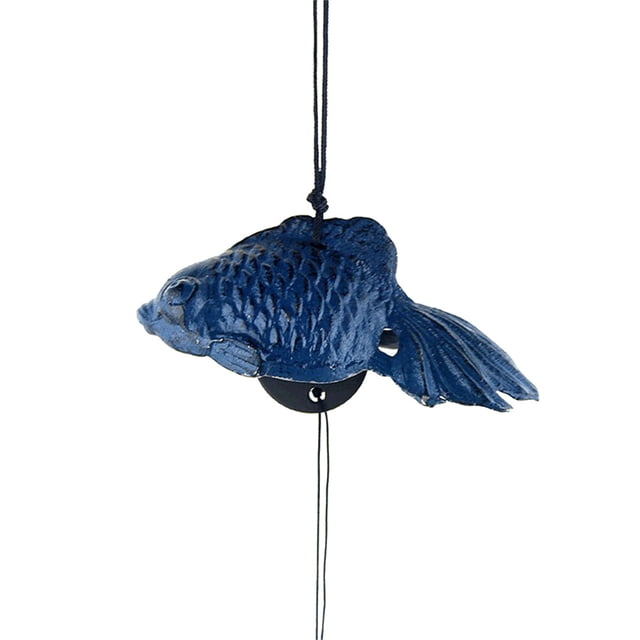 Shisuyan Japanese Style Wind Chimes Iron Hanging Fish Ornament Room Pendant Decor (Blue)