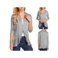 thumbnail image 4 of Cardigan Ouvert Léger Décontracté pour Femmes Manches 3/4 Col Ample à Volants, 4 of 5