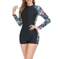 thumbnail image 2 of jsaierl Womens Long Sleeve Rash Guard One Piece Zipper Back Swimsuit Boyleg Short Athletic Surf Swimwear, 2 of 9