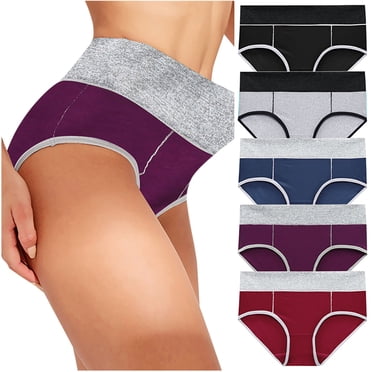 Bigersell Womens Underwear Cotton 5 Pack Patchwork Cotton Brief Seamless Underwear Multi-Pack Plus Size No Lines Panties Ladies No Show Full Coverage Underpants O-Multicolor 5XL