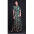 thumbnail image 4 of Bimba Robe Longue Imprimée en Rayonne à Baies Rouges et Oiseau Bulbe, Taille Smockée, Fente Latérale, pour Femme - Moyen, 4 of 6