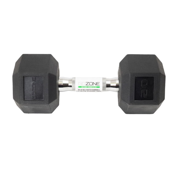 GoZone Rubber-Coated Hex Dumbbell – Black/Chrome