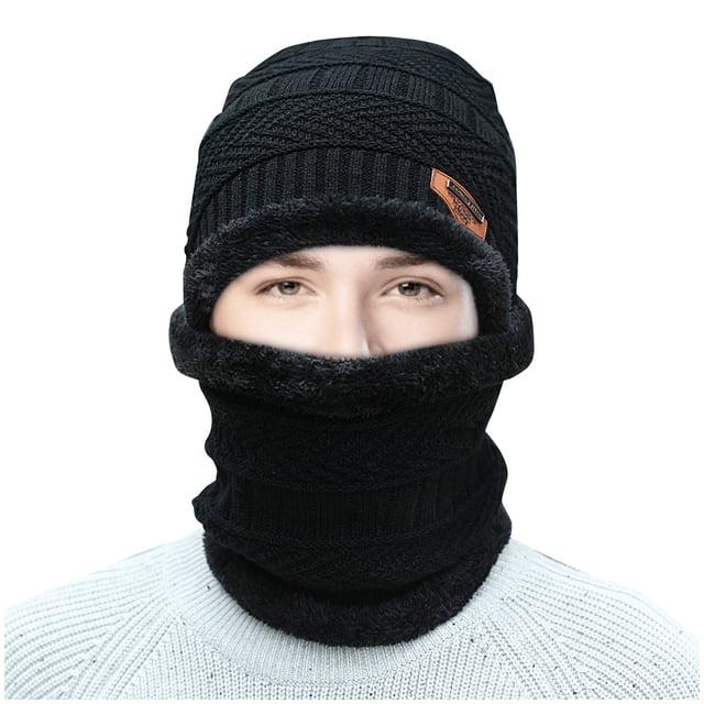 Winter Thermal Plush Hat Scarf Woolen Cap Cycling Windproof Cap Two-piece Suit