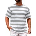 thumbnail image 1 of T-shirts Surdimensionnés pour Hommes à Rayures Imprimées, T-Shirt Graphique Décontracté Ample à Manches Courtes, Col Ras du Cou, 1 of 4