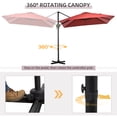 thumbnail image 4 of Outsunny Parasol Suspendu Déporté Carré 8'x8' pour Patio avec Base en Croix Rouge Vin, 4 of 9