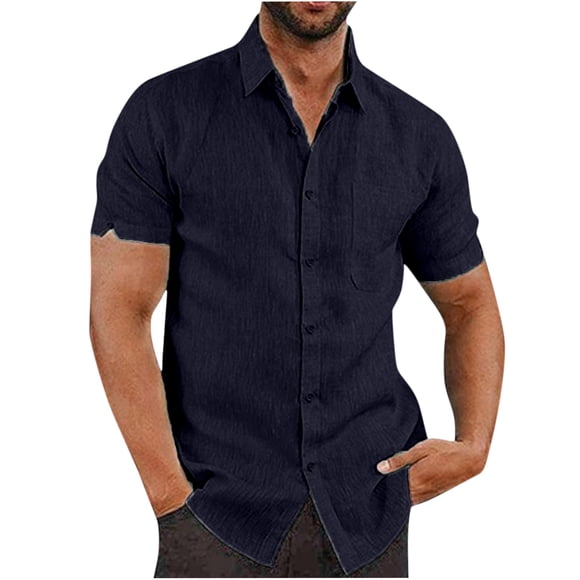 jovati Short Sleeve Dress Shirts for Men Men Solid Casual Turn-Down Collar Pocket Button Short Sleeve Shirt Blouse Long Sleeve Shirt Men Mens Short Sleeve Dress Shirts Men Shirts Short Sleeve