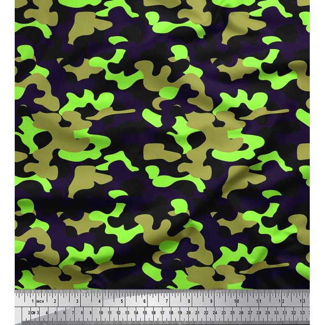 Soimoi Rayon Fabric Two Tone Camouflage Print Fabric by Yard 56 Inch Wide