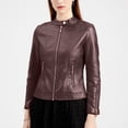 thumbnail image 1 of LOVZFMLL Jackets for Women Fashion Zipper Leather Tops With Pocket Short Coat Jacket, 1 of 8
