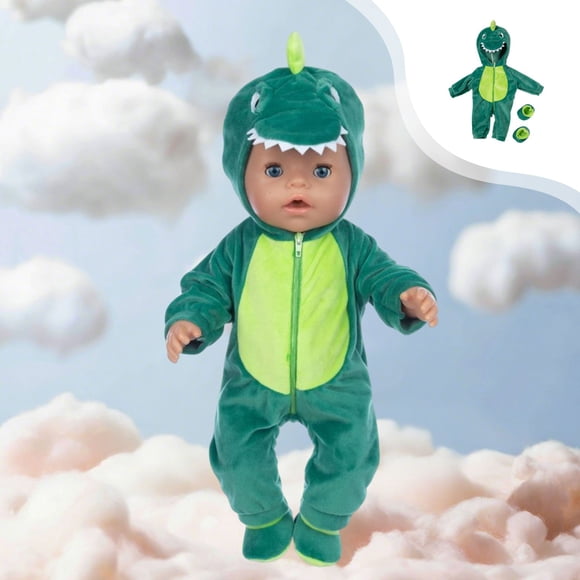 Lisbinx Combinaison d'Hiver pour Poupée de 18 Pouces / Costume d'Animaux de Dessin Animé / Tenue en Tissu Jaune et Vert / Convient aux Poupées de 43-48 cm / Accessoires de Déguisement