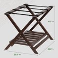 thumbnail image 2 of PJ Wood Hotel Style Wood Folding Suitcase Luggage Rack with Shelf, Walnut, 2 of 12