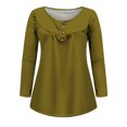 thumbnail image 4 of Yuyuzo Womens Fall Shirts Long Sleeve Casual Scoop Neck Buttons Ruffled Tunic Tops Flowy Blouses, 4 of 5
