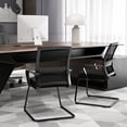 thumbnail image 2 of Costway Lot de 2 Chaises de Bureau pour Invités avec Soutien Lombaire, Dossier en Maille Respirante Sans Roues Noir, 2 of 7