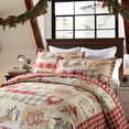 thumbnail image 2 of MarCielo Rustic Lodge Deer Christmas Quilt Quilted Bedspread Queen Size Red, 2 of 6