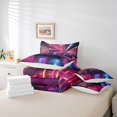 thumbnail image 4 of Sports Car King Comforter Set Racing Sports 7 Pieces Bedding Set,Purple Neon Light Geometric Bed In A Bag for Kids Teens Men Extreme Sport Automobile Bed Set, 4 of 5