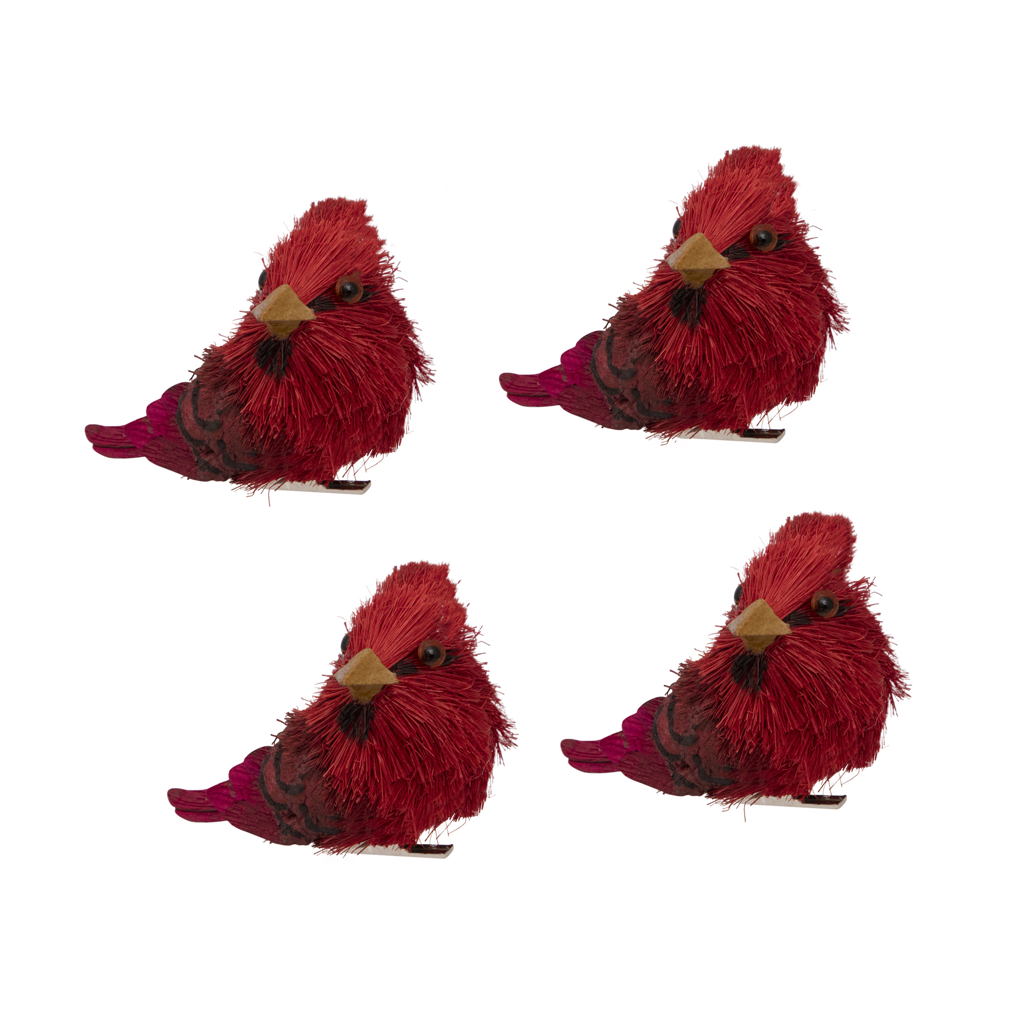 Northlight Cardinal Ornements d'Oiseaux de Noël en Sisal à Clipser - 3.5 Pouces - Rouge - Ensemble de 4