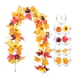 thumbnail image 4 of LSLJS Halloween Thanksgiving Decorations Artificial Leaf Garland Rattan Hanging Pumpkin Maple Leaf Garland Indoor Home Halloween Christmas Party Fireplace Decorations, Plasti C Maple Leaf Rattans, 4 of 7