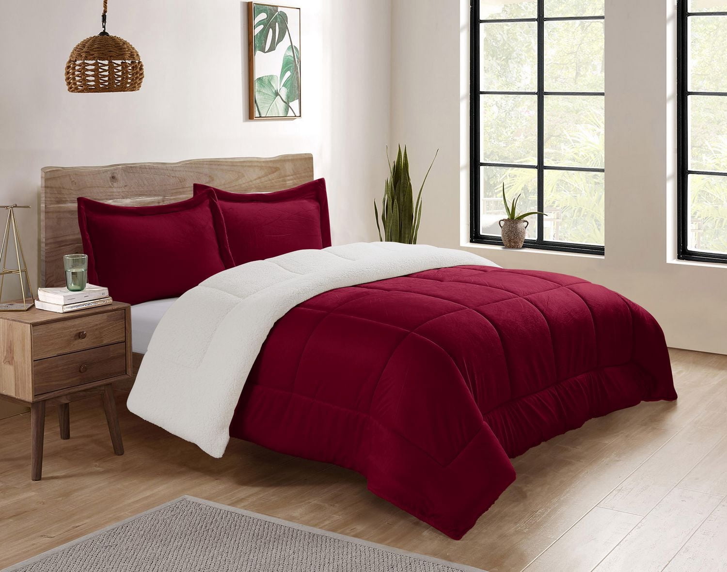 Swift Home Reversible Plush Mink & Sherpa Comforter Set, Luxuriously Soft