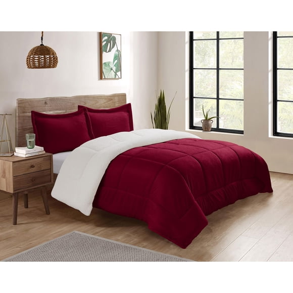 Swift Home Reversible Plush Mink & Sherpa Comforter Set, Luxuriously Soft