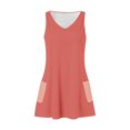 thumbnail image 3 of Timegard Robes pour Femmes Col en V Été Décontracté Robes T-Shirt Sortie de Plage Robe Débardeur avec Poches, 3 of 5