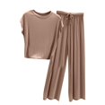 thumbnail image 2 of SDNall Pyjama d'Été pour Femme, Ajusté, Ample, Décontracté, Col Rond, Polyvalent, Amincissant, 2 of 9
