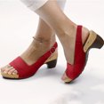 thumbnail image 2 of Ketyyh-chn99 Sandales à Plateforme pour Femmes Chaussures pour Femme Sandales Tissées Femmes Sandales à Talon Bas Épais pour Femmes à Bout Ouvert Sandales Épaisses Stables (Rouge, 7), 2 of 4