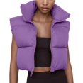 thumbnail image 3 of ORUYROP Veste Courte à Col Montant avec Fermeture Éclair pour Femmes, 3 of 7