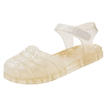 PMVFHDE Girls' Closed Toe Jelly Sandals | Toddler Youth 2-10Years Beach Shoes Non-Slip Soft Sole Summer Sandals for Pool Playground, Lightweight Breathable Baby Girl Slippers Red,3-3.5 Years