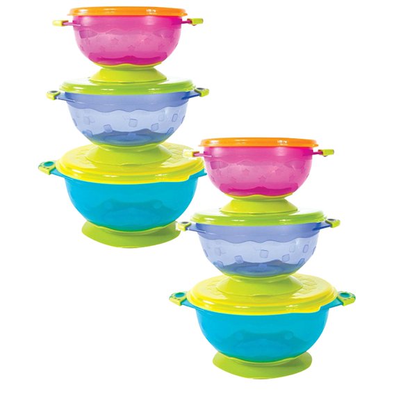Oleegame 2PC Stainless Steel Cutlery Set Smart Sprout Baby Bowls Approved Stay Put Suction Bowls Set With Snap Tight Lids Blue
