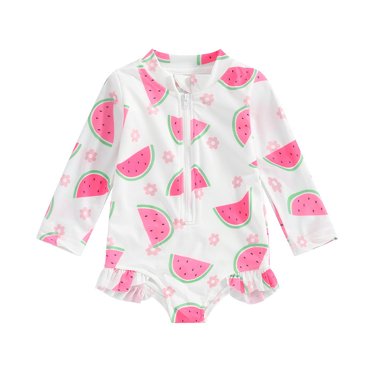 Pisexur Girls Swimsuits , Maillot de Bain pour Tout-Petite Fille, Maillots de Bain à Manches Longues pour Filles une Pièce Maillot Dermoprotecteur Maillot de Bain UPF50+ Tout-Petits Enfants Maillot à Fermeture Éclair 6 m-3 Ans