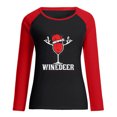 thumbnail image 2 of T-shirt de Noël pour Femmes T-Shirt de Printemps Patchwork de Noël Imprimé Manches Longues Col Rond T-Shirt Décontracté, 2 of 6
