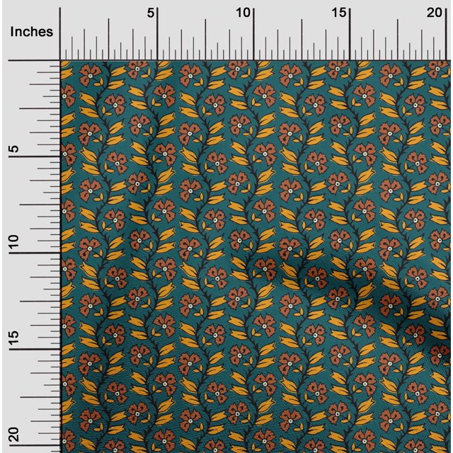 oneOone Polyester Lycra Fabric Leaves & Floral Block Print Sewing Fabric BTY 56 Inch Wide