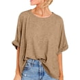 thumbnail image 1 of Plebaso T-Shirts Surdimensionnés pour Femmes Manches Courtes Col Rond T-Shirts d'Été Décontractés Amples Blouses 2025, 1 of 7