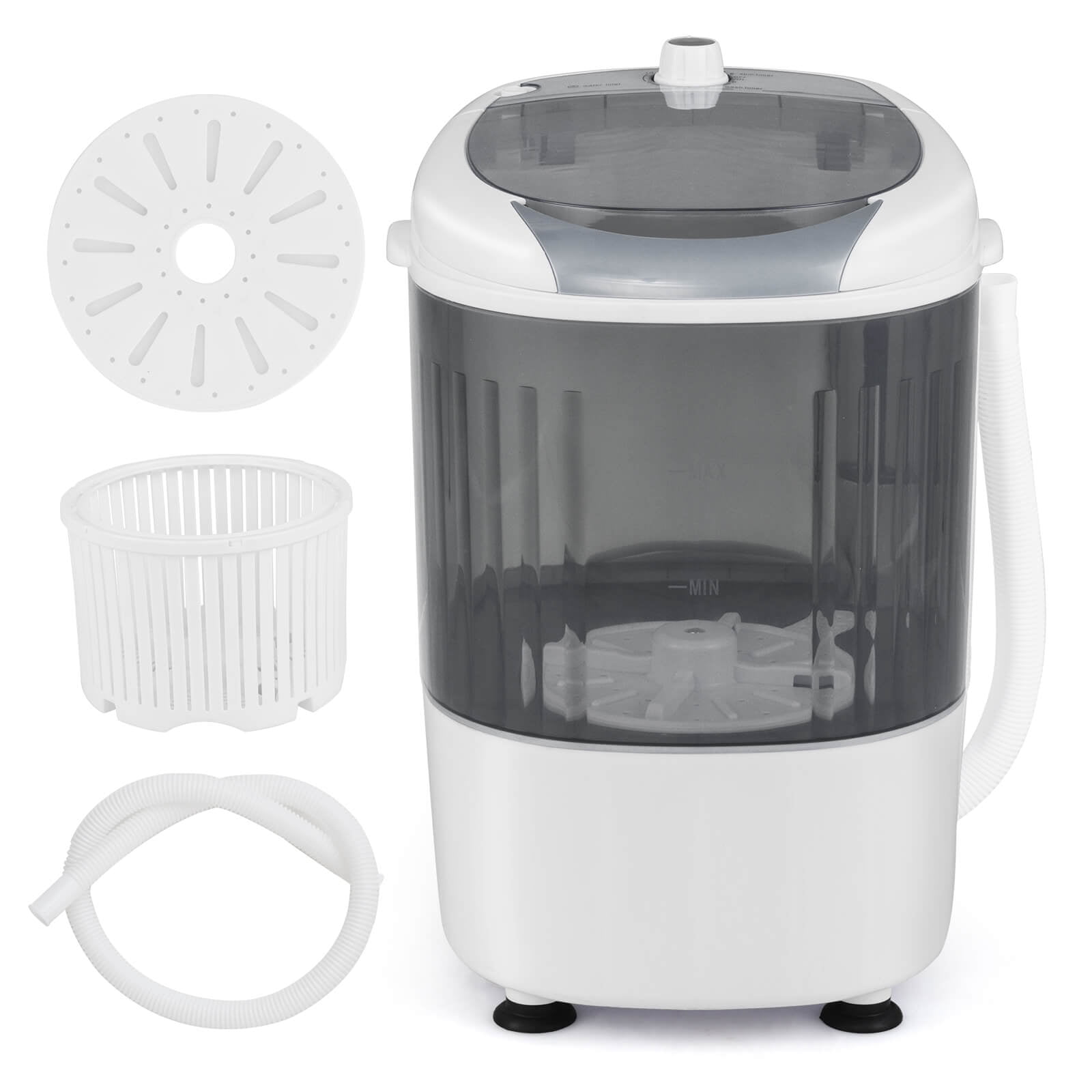 Costway Mini Machine à Laver Portable de Comptoir 5.5lbs Panier d'Essorage Linge Gris