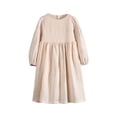 thumbnail image 2 of RXIRUCGD Girls' Long Sleeved Solid Color Princess Dress Round Neck Princess Bow Skirt, Beige, Size: 6 Years, 2 of 9