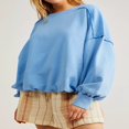 thumbnail image 2 of Pull Ample Couleur Unie Printemps avec Col Rond et Manches Longues pour Femmes, 2 of 6