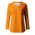 thumbnail image 4 of KIHOUT Hauts pour Femmes Printemps Hiver Mode Décontractée Manches Longues Col en V Couleur Unie Hauts Blouse pour Dames, 4 of 4