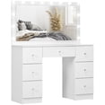 thumbnail image 1 of HOMCOM Makeup Vanity Desk with Lighted Mirror 7 Drawers 10 LED Lights White, 1 of 10