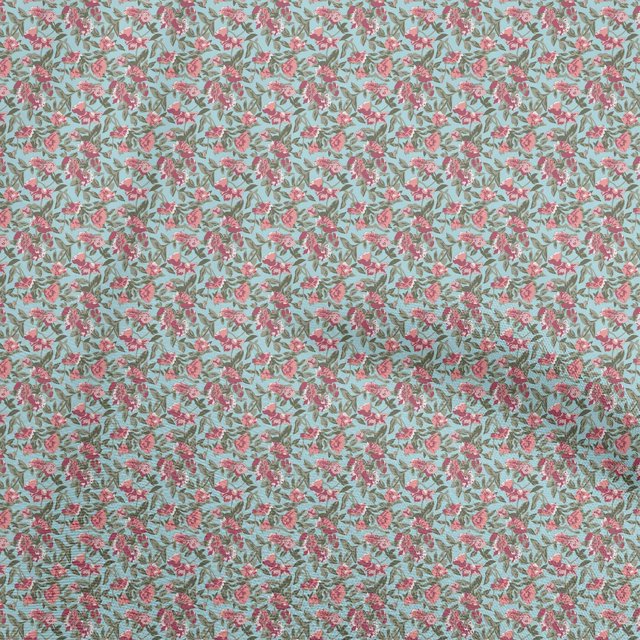 oneOone Cotton Flex Light Blue Fabric Floral Craft Projects Decor Fabric Printed By The Yard 40 Inch Wide